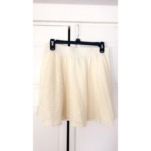 Off White Flower Laced Skirt